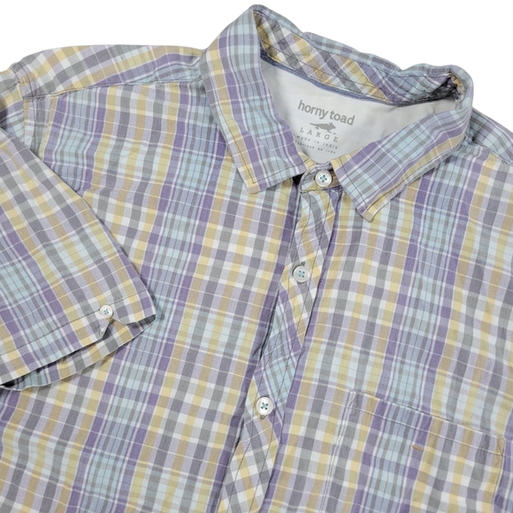Horny Toad Other - Horny Toad Button Up Shirt Mens Large Weldon Plaid Short Sleeve Organic Cotton